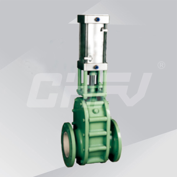 Pneumatic ceramic double gate valve