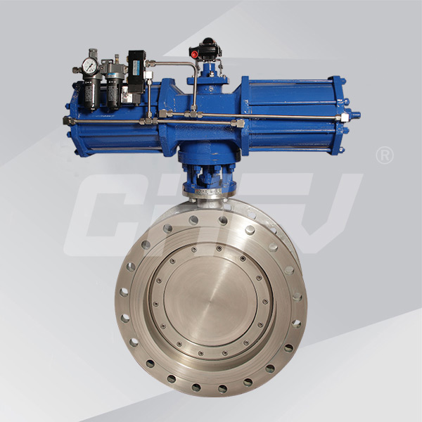 Pneumatic three eccentric hard sealing butterfly valve